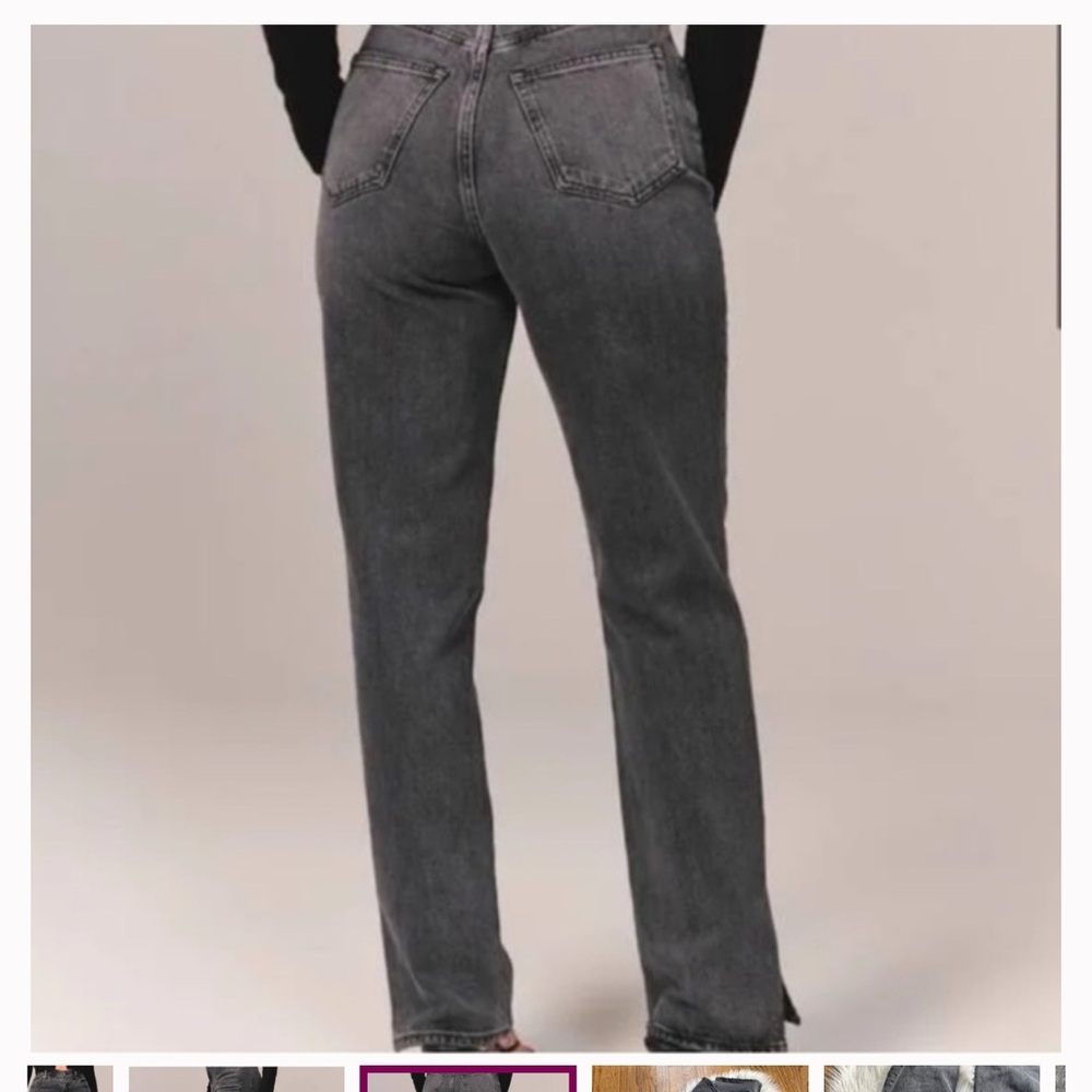 Abercrombie 90s Straight side slit Jeans in black curve love - Picture 6 of 6